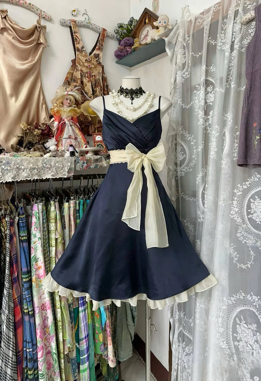 Aimishang Elegant A Line Spaghetti Straps Prom Dress With Bow Chic Homecoming Dress Lovely Party Dress No With Neck accessories