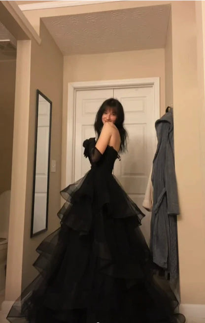 Aimishang Sweetheart Princess A Line Tulle Long Prom Dress Charming Evening Party Dress No With Gloves