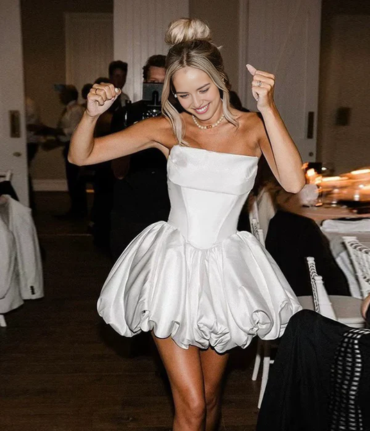 Aimishang A Line Strapless Sleeveless Short Prom Dress Lovely Homecoming Dress Charming Birthday Party Dress