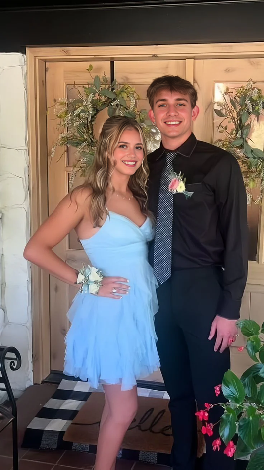 Aimishang Sweetheart Spaghetti Straps Tulle Short Prom Dress Lovely Homecoming Dress Charming Birthday Party Dress