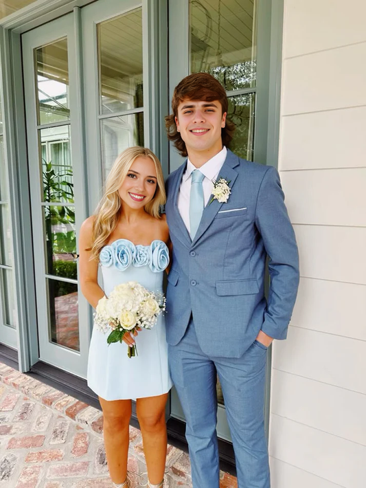 Aimishang Sweetheart Sheath Strapless Short Prom Dress With Flowers Lovely Homecoming Dress Charming Birthday Party Dress