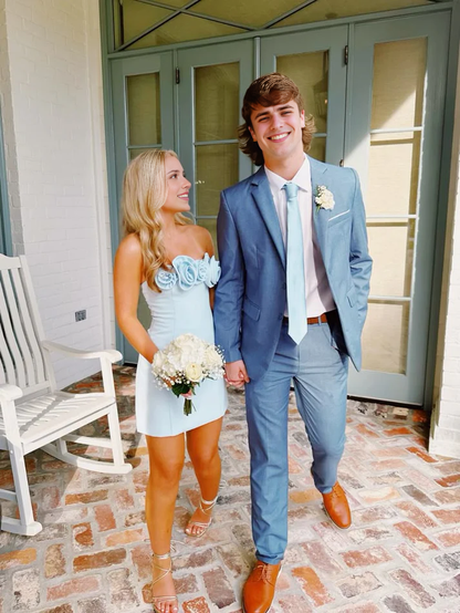 Aimishang Sweetheart Sheath Strapless Short Prom Dress With Flowers Lovely Homecoming Dress Charming Birthday Party Dress