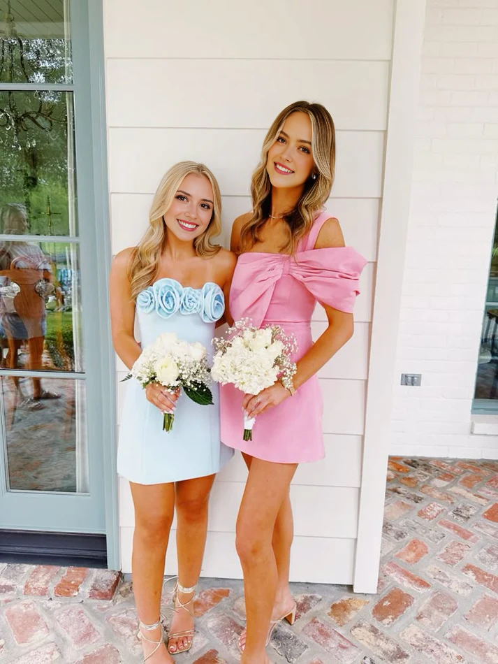 Aimishang Sweetheart Sheath Strapless Short Prom Dress With Flowers Lovely Homecoming Dress Charming Birthday Party Dress