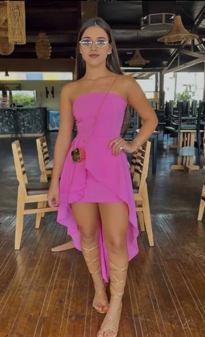 Aimishang Charming Strapless High-Low Homecoming Dress Cute Graduation Dress Short Prom Dress Lovely Birthday Party Dress