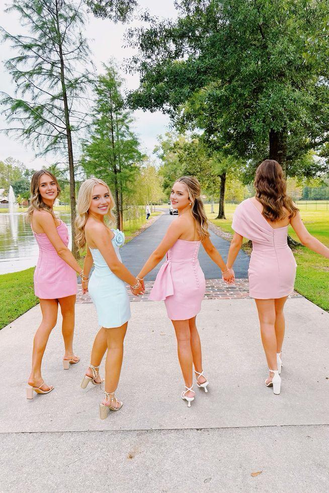 Aimishang Sweetheart Sheath Strapless Short Prom Dress With Flowers Lovely Homecoming Dress Charming Birthday Party Dress