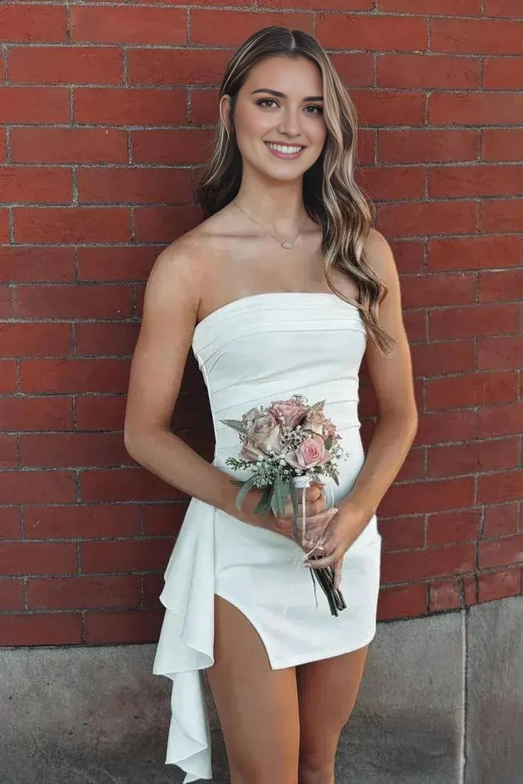 Aimishang Lovely Bodycon Strapless Homecoming Dress Short Birthday Party Dress Summer Holiday Dress