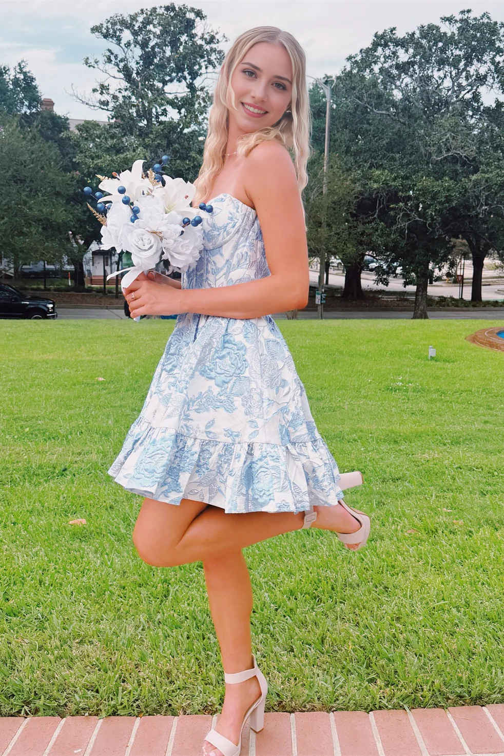 Aimishang Cute A-line Strapless Homecoming Dress Sweet Graduation Dress Lovely Birthday Party Dress
