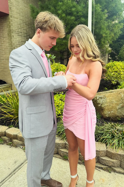 Aimishang Lovely Sheath Strapless Ruched Homecoming Dress Sweet Graduation Dress Cute Birthday Party Dress