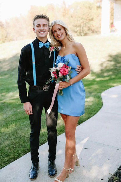 Aimishang Lovely Strapless Homecoming Dress With Bow Sweet Graduation Dress Cute Birthday Party Dress