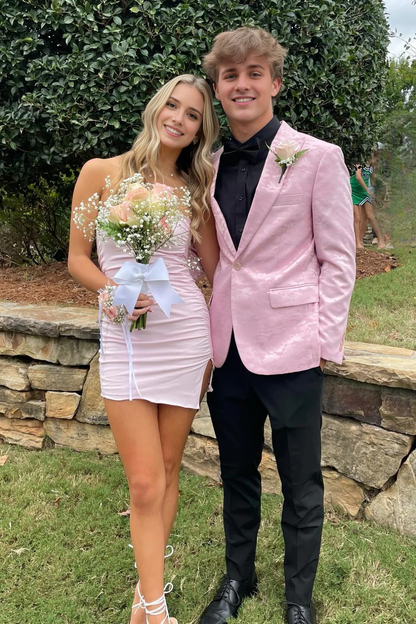 Aimishang Lovely Strapless Ruched Homecoming Dress With Slit Sweet Graduation Dress Cute Birthday Party Dress