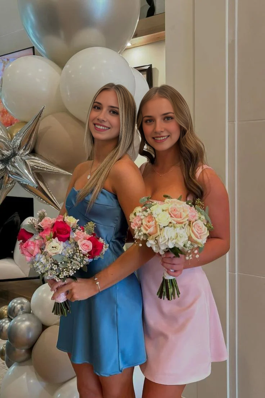 Aimishang Lovely Blue Strapless Sleeveless Homecoming Dress Sweet Graduation Dress Cute Birthday Party Dress