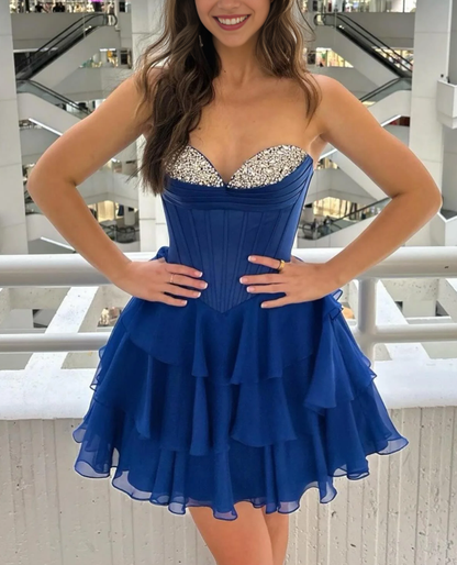 Aimishang Cute A-line Strapless Layered Homecoming Dress Sweetheart Graduation Dress Lovely Birthday Party Dress