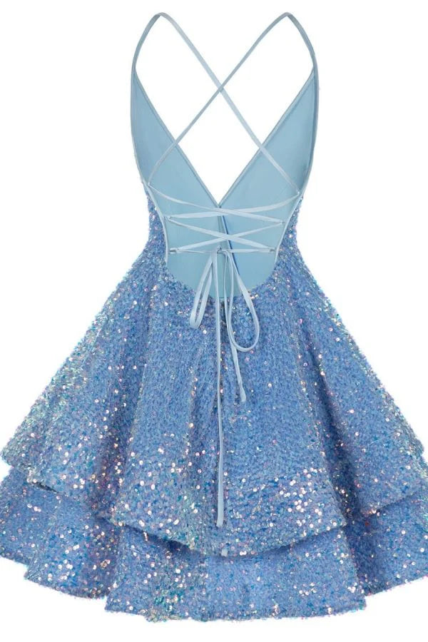 Aimishang Charming V-neck Homecoming Dress Cute Graduation Dress Short Prom Dress Sparkly Birthday Party Dress