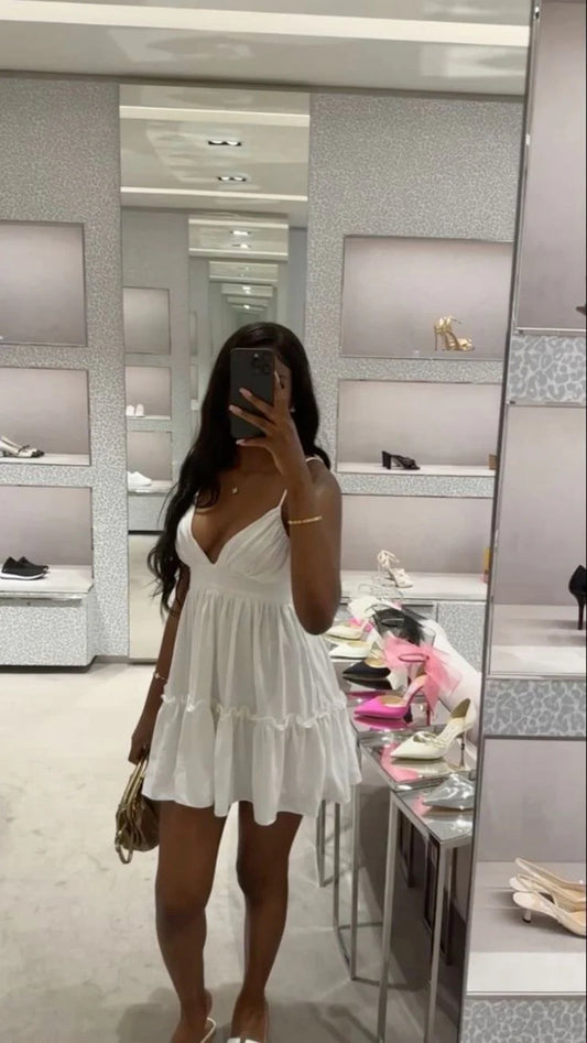 Aimishang A-line V Neck Homecoming Dress Cute Birthday Dress Party Dress Graduation Dress Short Prom Dress Beach Dress