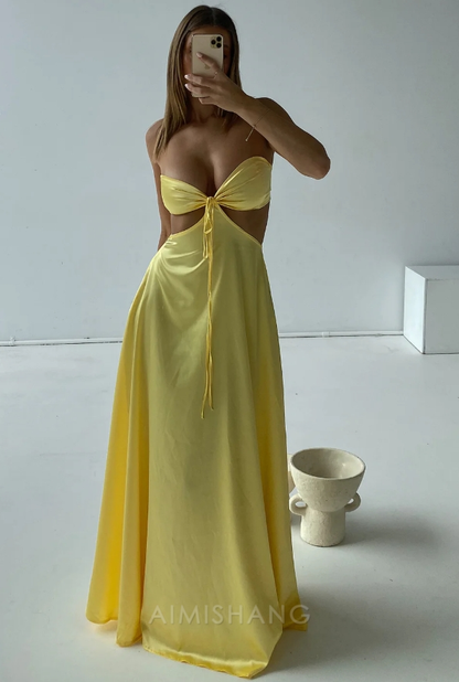 Aimishang Sexy Hollow-Out Long Prom Dress Charming Evening Party Dress Women's Dresses