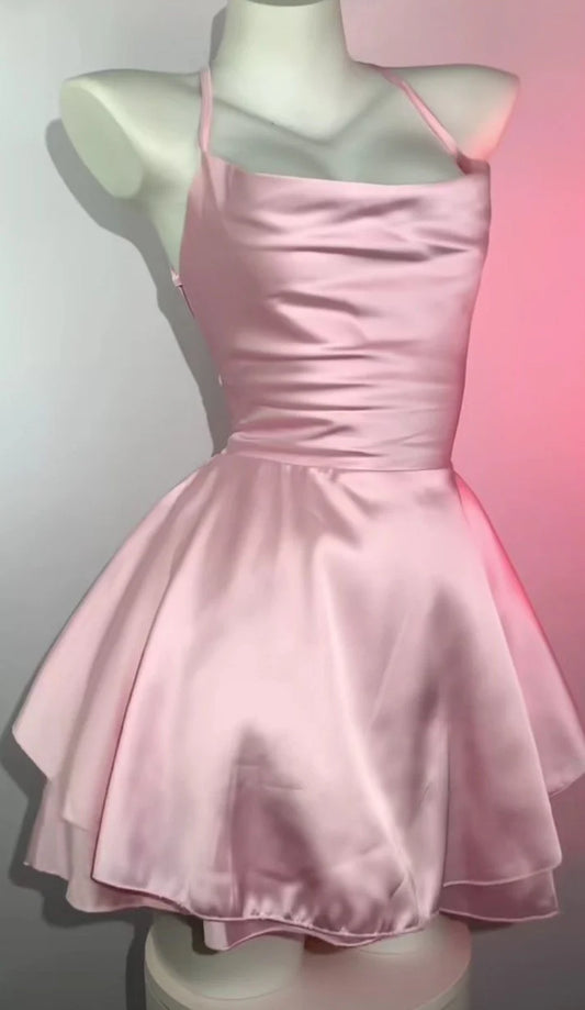 Aimishang Sweetheart A Line Satin Short Prom Dress Lovely Homecoming Dress Simple Birthday Party Dress