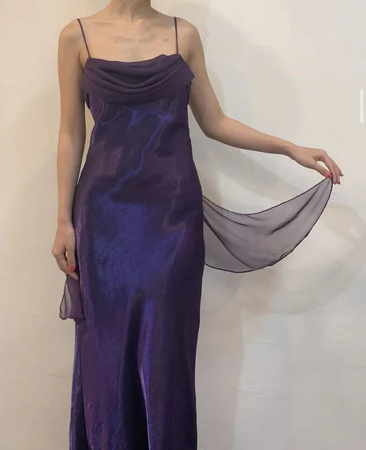 Aimishang Vintage Spaghetti Straps Purple Long Prom Dress Elegant Formal Dress Evening Gown Charming Party Dress