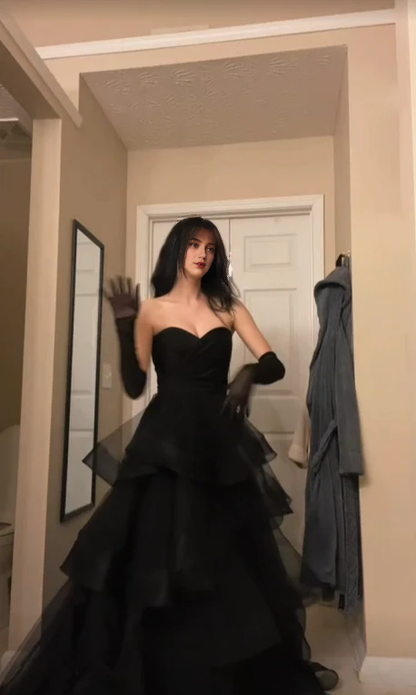 Aimishang Sweetheart Princess A Line Tulle Long Prom Dress Charming Evening Party Dress No With Gloves