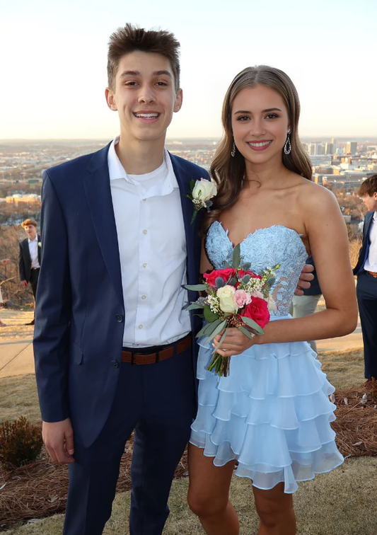Aimishang Sweetheart A Line Strapless Short Homecoming Dress With Appliques Cute Graduation Dress Lovely Birthday Party Dress
