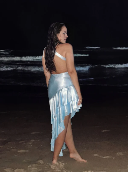 Aimishang Sweetheart One Shoulder Satin Homecoming Dress Cute Graduation Dress Charming Birthday Party Dress