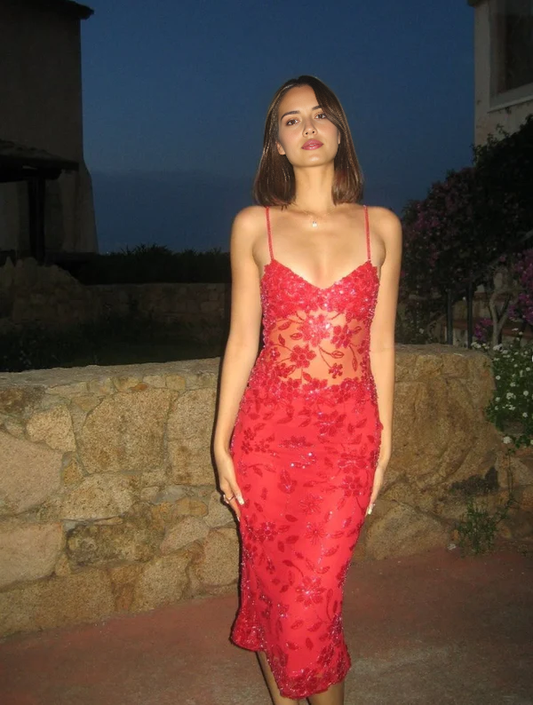 Aimishang Sheath Spaghetti Strap Sexy Prom Dress Lovely Homecoming Dress Charming Birthday Party Dress