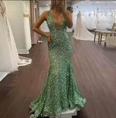 Aimishang  Mermaid Dress Evening Dresses Christmas Red Green Dress Sparkle & Shine Dress Prom Formal Evening Court Train One Shoulder Sleeveless Sequined with Sequin Slit