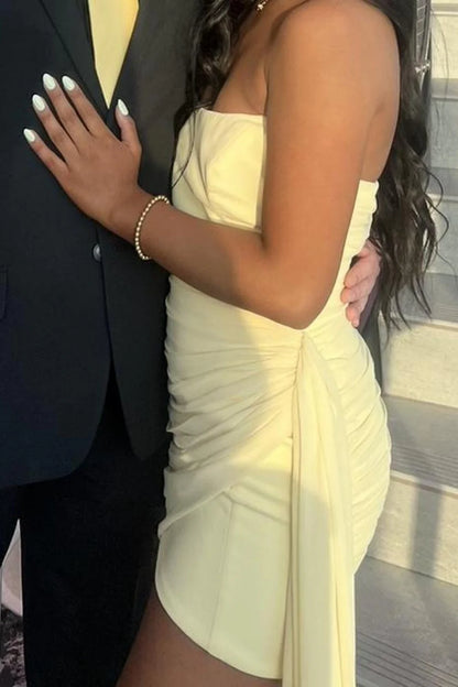 Aimishang Lovely Sheath Strapless Ruched Homecoming Dress Sweet Graduation Dress Cute Birthday Party Dress