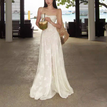 Aimishang Elegant Spaghetti Straps Maxi Dress Lace Up Long Prom Dress Charming Evening Party Dress Women's Dresses