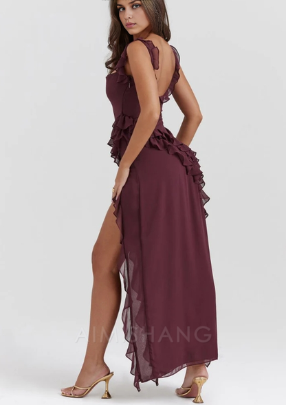 Aimishang Twirly Twisted Ruffle Long Prom Dress Charming Evening Party Dress Elegant Formal Dress