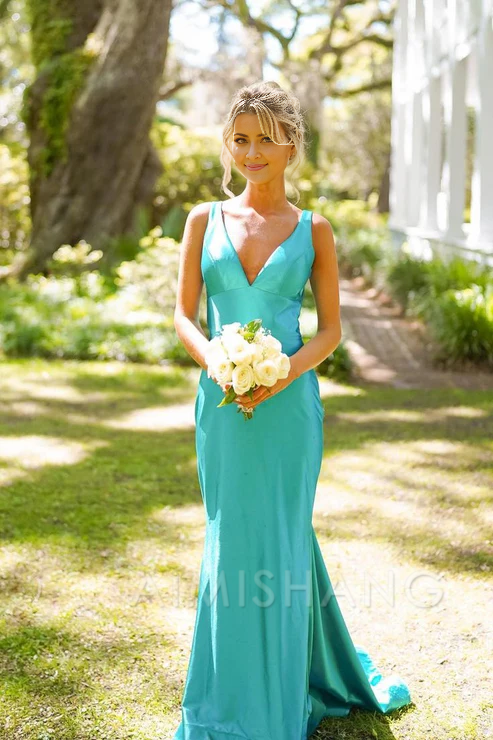 Aimishang Elegant V Neck Sheath Long Prom Dress Formal Party Gown Charming Evening Dress
