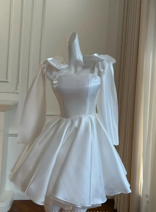 Aimishang Cute A Line Satin Homecoming Dress Short Party Dress Summer Graduation Dress