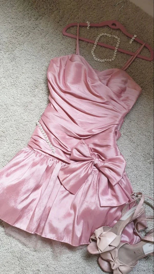 Aimishang Lovely Spaghetti Straps Homecoming Dress Short Party Dress Cute Graduation Dress School Dress 16th Birthday Dress No With Necklaces And Earrings