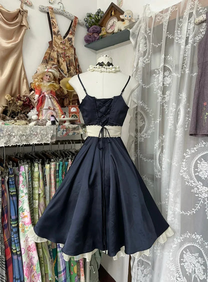 Aimishang Elegant A Line Spaghetti Straps Prom Dress With Bow Chic Homecoming Dress Lovely Party Dress No With Neck accessories