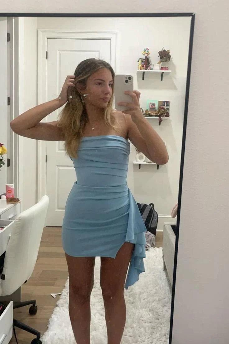 Aimishang Lovely Bodycon Strapless Homecoming Dress Short Birthday Party Dress Summer Holiday Dress