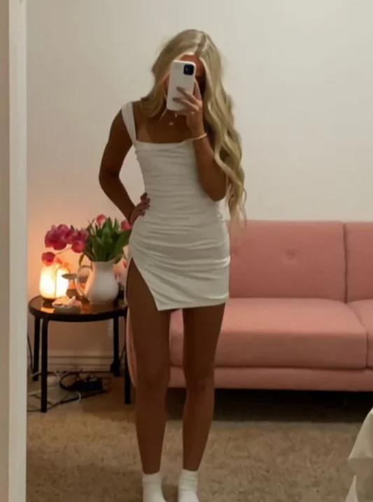 Aimishang Sweetheart Sheath Straps Homecoming Dress with Slit Charming Graduation Dress Short Prom Dress Lovely Birthday Party Dress