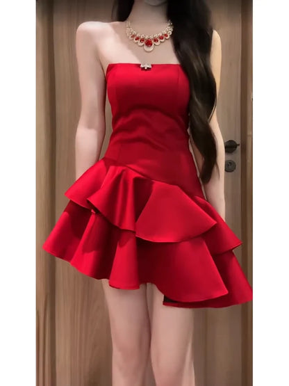 Aimishang Sweetheart A Line Strapless Vacation Dresses Lovely Homecoming Dress Charming Graduation Dress Cute Birthday Party Dress