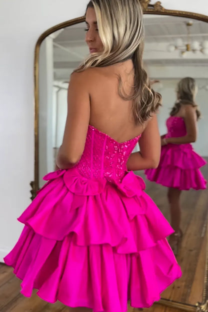 Aimishang Sweetheart A-Line Strapless Homecoming Dress With Bow(s) Charming Graduation Dress Lovely Birthday Party Dress