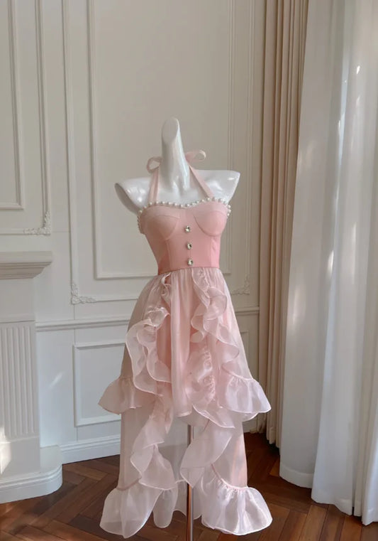 Aimishang Cute Halter High-Low Ruffles Homecoming Dress Charming Party Dress Summer Graduation Dress Prom Dress