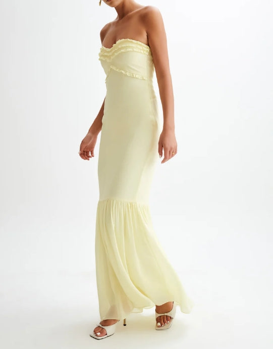 Aimishang Mermaid Yellow Strapless Long Prom Dresses Elegant Evening Party Dress