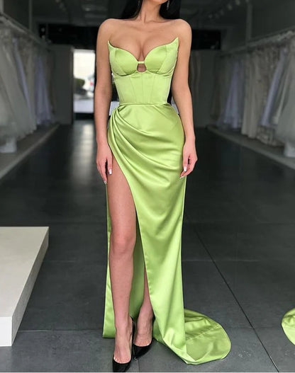 Light Green Sweetheart Mermaid Evening Dress With Split Sexy Party Dress Formal Dress