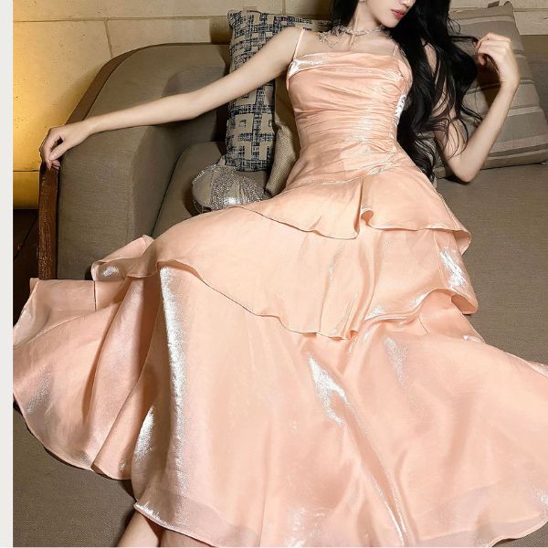 Aimishang Elegant Spaghetti Straps Tiered Ruffles Maxi Dress Long Prom Dress Charming Evening Party Dress Women's Dresses