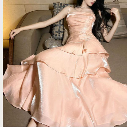 Aimishang Elegant Spaghetti Straps Tiered Ruffles Maxi Dress Long Prom Dress Charming Evening Party Dress Women's Dresses