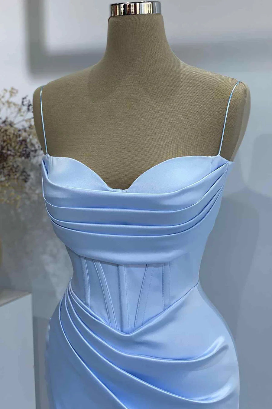 Aimishang Spaghetti Straps Satin Long Prom Dress Elegant Formal Dress Evening Gown Charming Party Dress With Slit