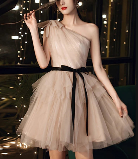 Aimishang A Line One Shoulder Tulle Short Prom Dress Sweetheart Homecoming Dress Elegant Evening Party Dress