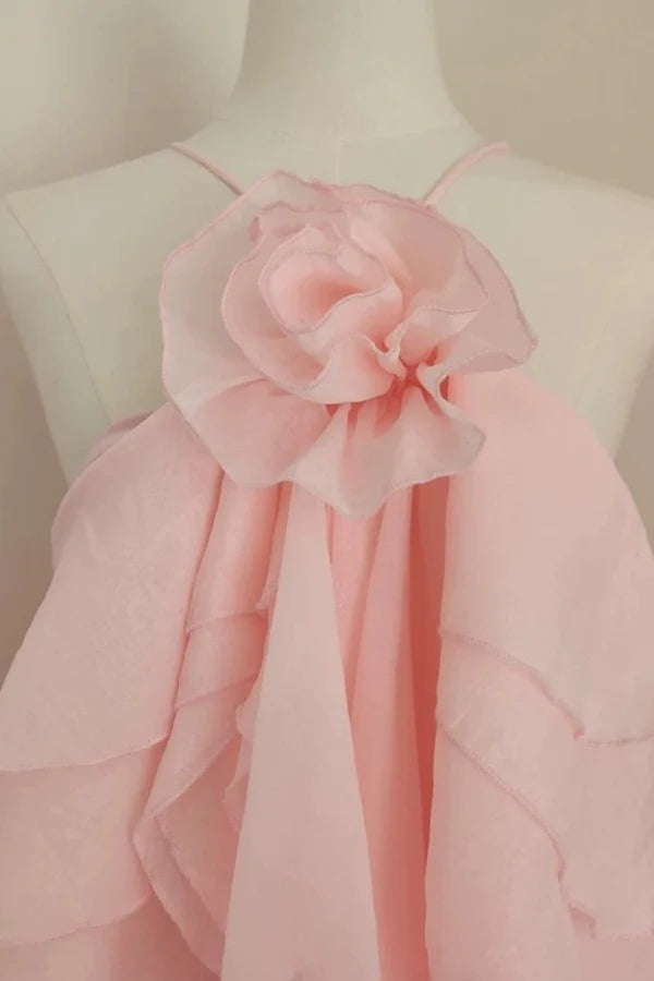Aimishang Sweetheart A-Line Halter Sleeveless Ruffles Tiered Flower Homecoming Dress Short Birthday Party Dress Cute Beach Dress