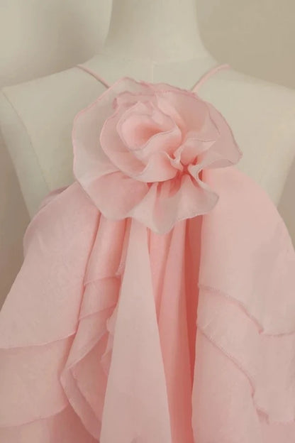 Aimishang Sweetheart A-Line Halter Sleeveless Ruffles Tiered Flower Homecoming Dress Short Birthday Party Dress Cute Beach Dress