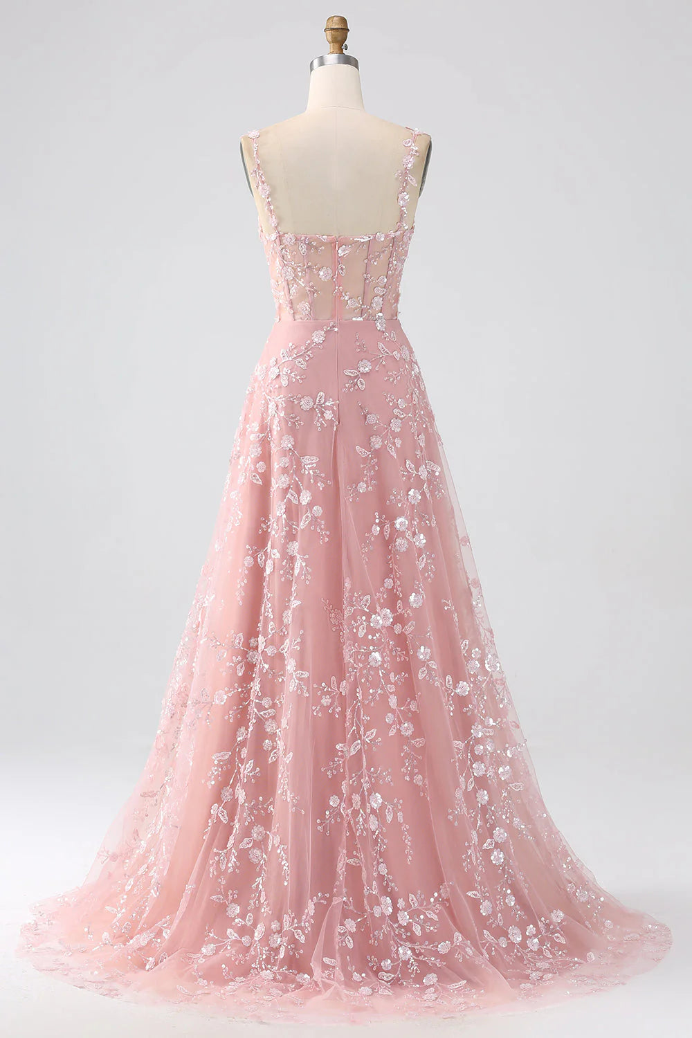 Aimishang A Line Spaghetti Straps Long Prom Dress With Slit Charming Evening Party Dress
