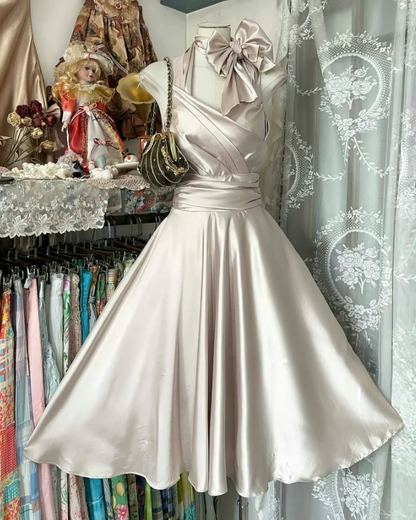 Aimishang Chic A Line Sleeveless Satin Prom Dress Elegant Homecoming Dress Lovely Party Dress