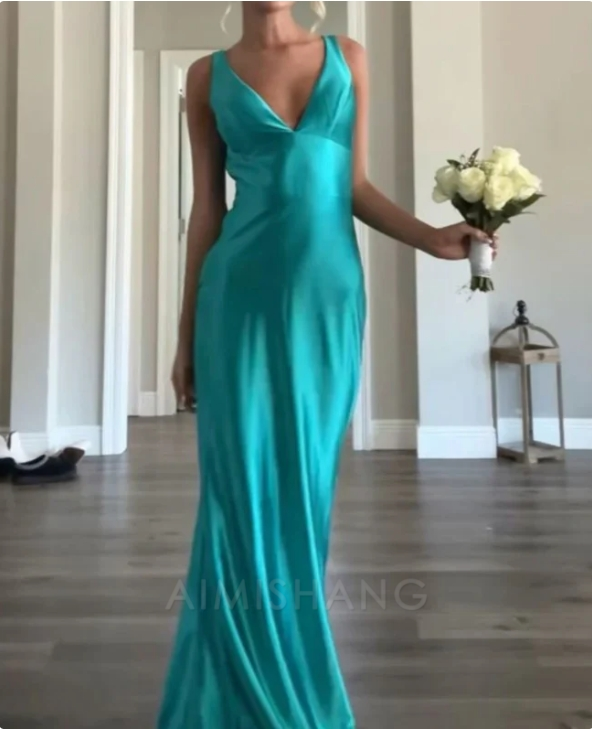 Aimishang Elegant V Neck Sheath Long Prom Dress Formal Party Gown Charming Evening Dress