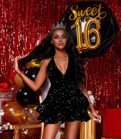 Aimishang A Line Sequin Homecoming Dress Sweetheart Birthday Party Dress Sparkly Graduation Dress Short Prom Dress